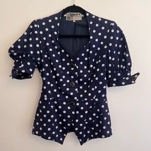 Parisian Polka-Dot Navy Blouse